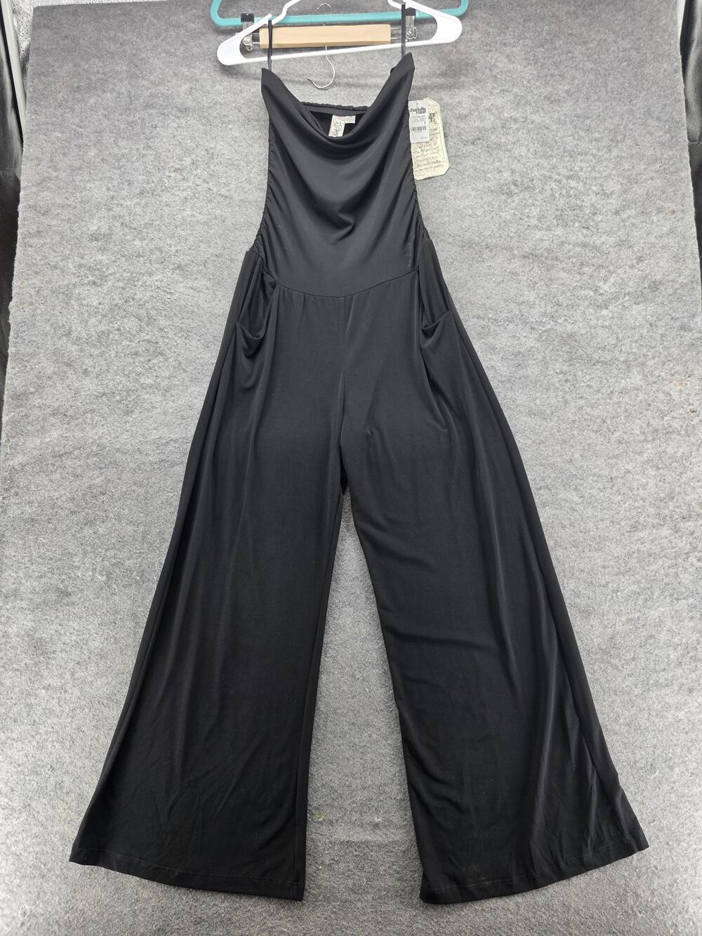 Charlotte Russe Jumpsuit Womens S Black Sleeveless Wide Leg Jersey Pullover